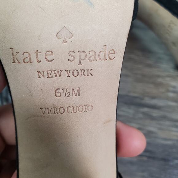 Kate Spade Oasis Lace-Up Suede Heels Floral Embroidered Sandals Black Size 6.5 - Picture 9 of 9